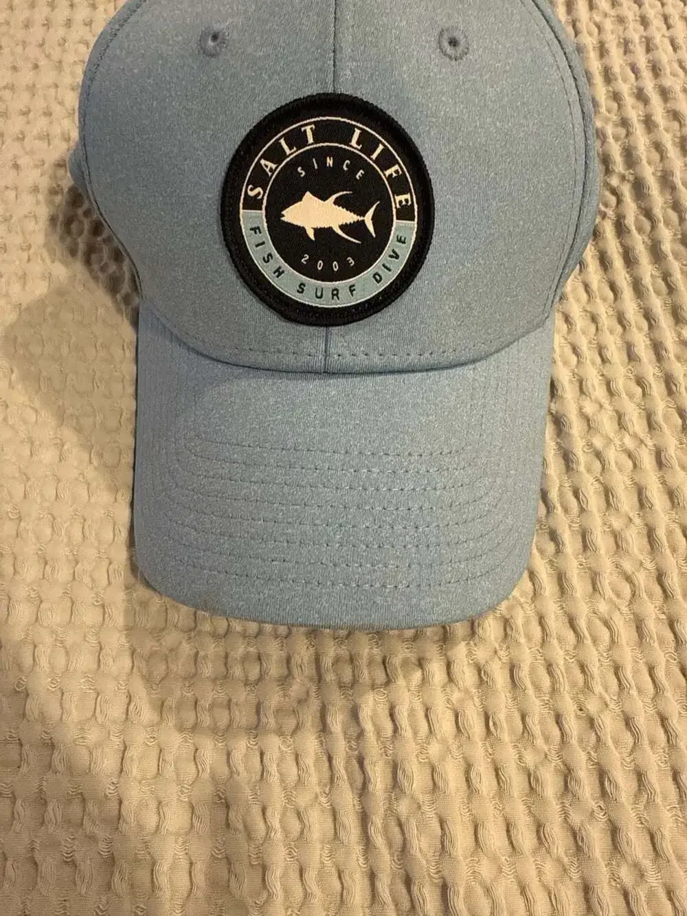 Salt Life Men's Cast Performance A-Flex Stretch Fit Hat in Light Blue - Picture 3 of 10